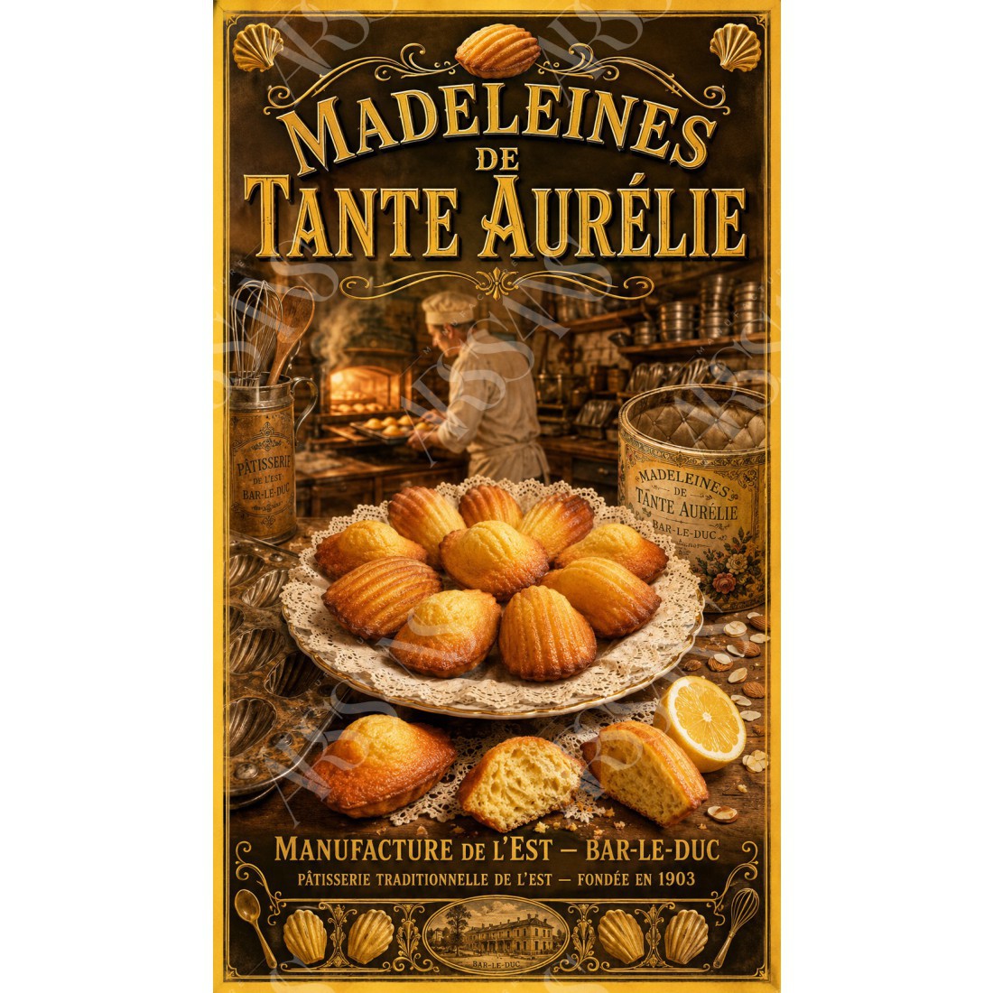 Madeleines de Tante Aurélie – affiche & plaque vintage | Manufacture Arssans