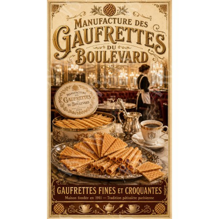 Manufacture des Gaufrettes du Boulevard – affiche & plaque vintage | Manufacture Arssans