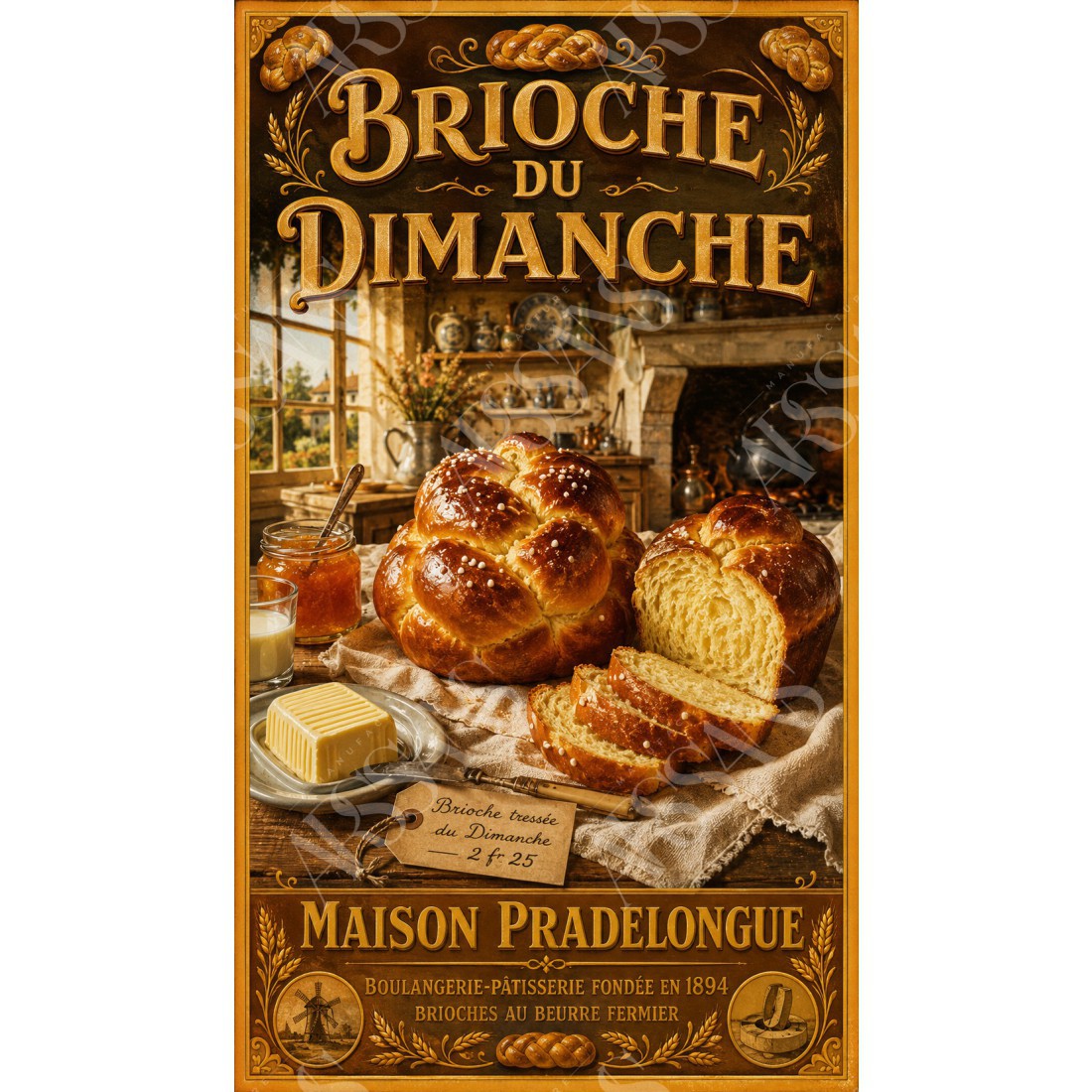 Brioche du Dimanche – affiche & plaque vintage | Manufacture Arssans
