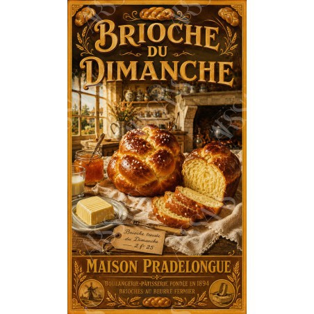 Brioche du Dimanche - affiche & plaque vintage | Manufacture Arssans