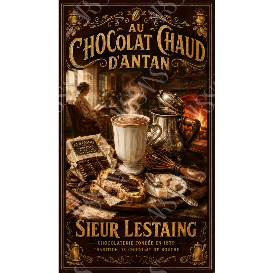 Au Chocolat Chaud d'Antan – affiche & plaque vintage | Manufacture Arssans