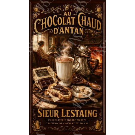 Au Chocolat Chaud d'Antan - affiche & plaque vintage | Manufacture Arssans