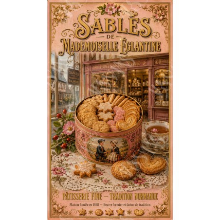 Sablés de Mademoiselle Églantine - affiche & plaque vintage | Manufacture Arssans