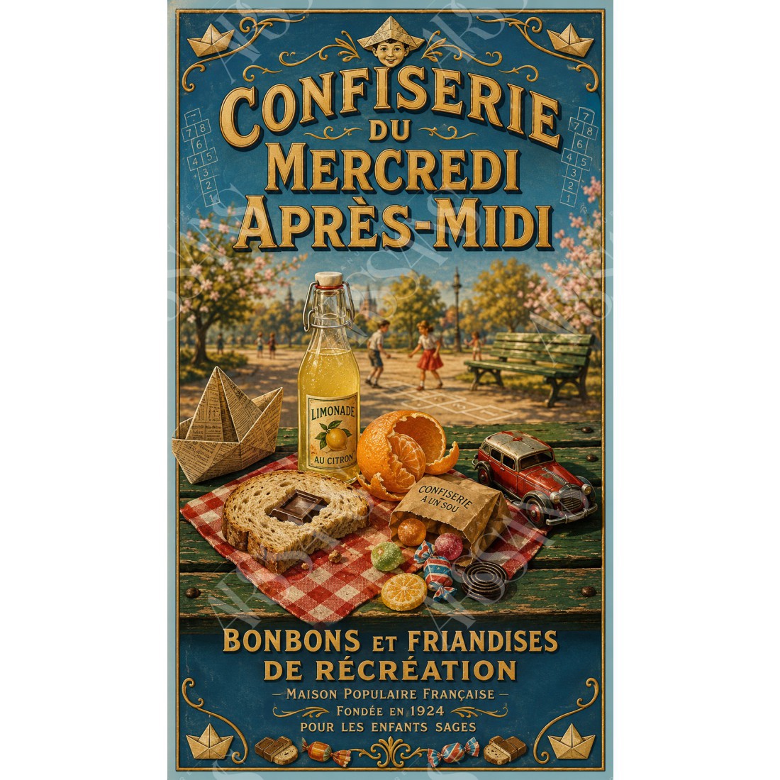 Confiserie du Mercredi Après-Midi – affiche & plaque vintage | Manufacture Arssans
