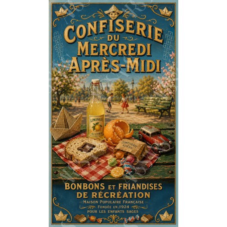 Confiserie du Mercredi Après-Midi - affiche & plaque vintage | Manufacture Arssans
