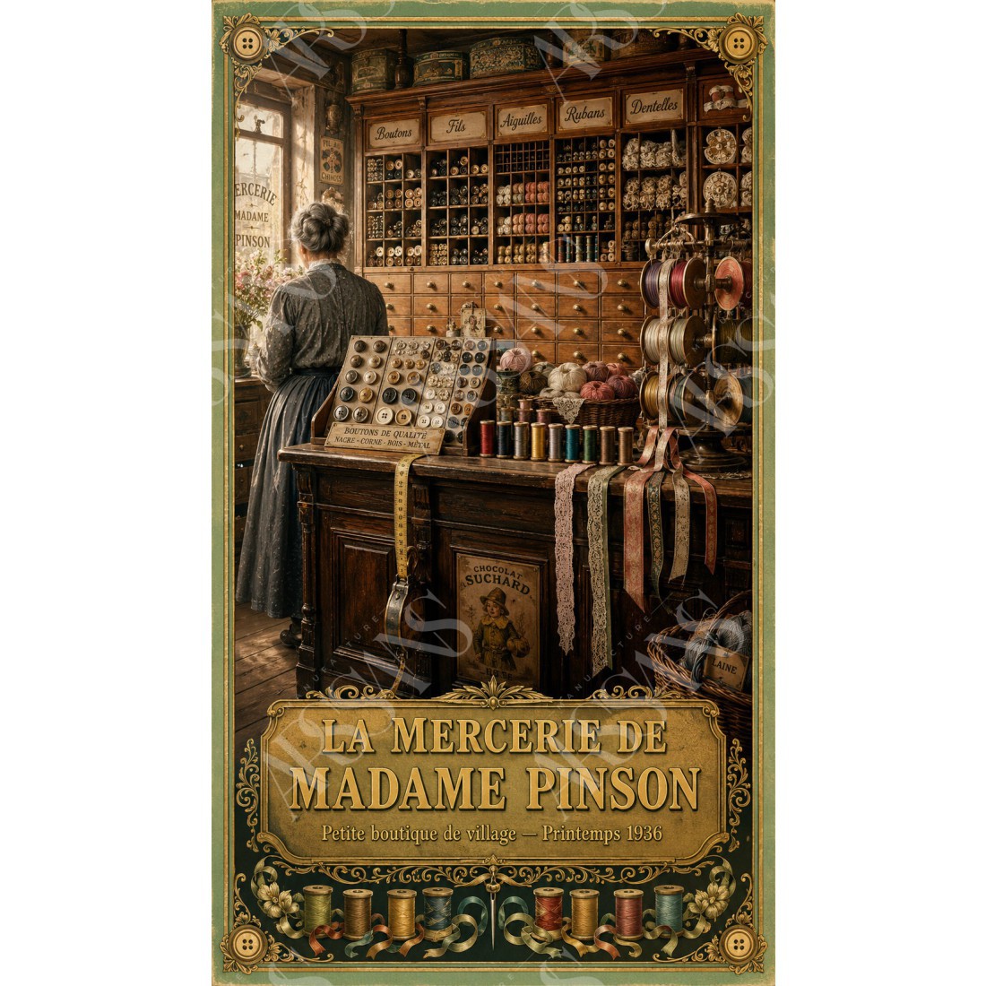 La Mercerie de Madame Pinson – affiche & plaque vintage | Manufacture Arssans