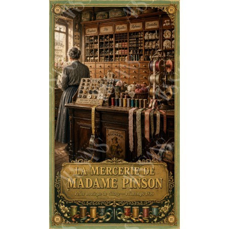 La Mercerie de Madame Pinson - affiche & plaque vintage | Manufacture Arssans