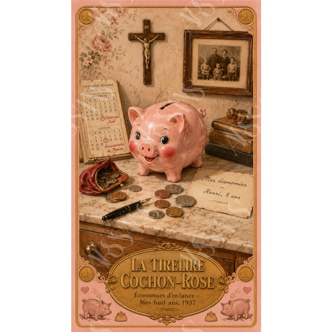 La Tirelire Cochon-Rose – affiche & plaque vintage | Manufacture Arssans