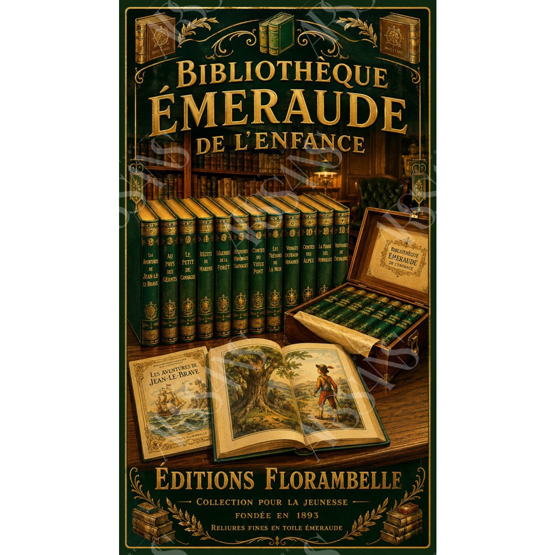 Bibliothèque Émeraude de l'Enfance – affiche & plaque vintage | Manufacture Arssans