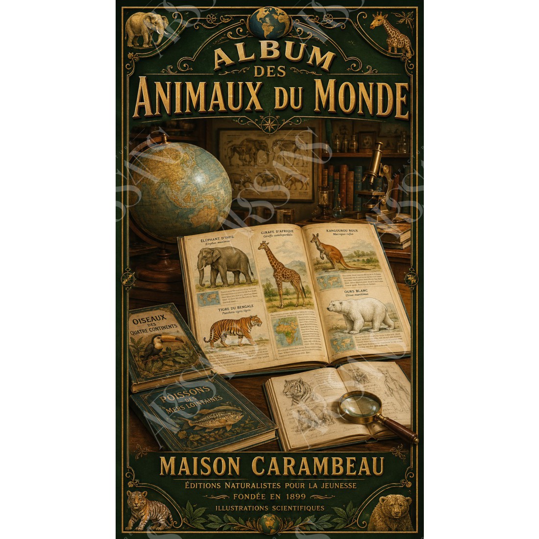 Album des Animaux du Monde – affiche & plaque vintage | Manufacture Arssans