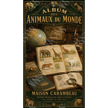 Album des Animaux du Monde - affiche & plaque vintage | Manufacture Arssans