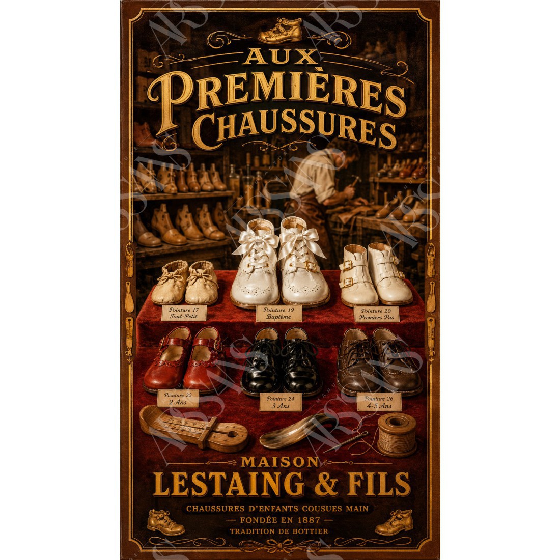 Aux Premières Chaussures – affiche & plaque vintage | Manufacture Arssans