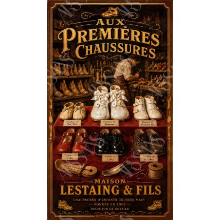 Aux Premières Chaussures - affiche & plaque vintage | Manufacture Arssans