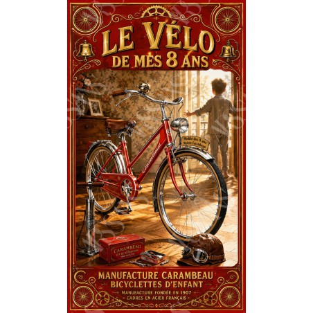 Le Vélo de Mes 8 Ans - affiche & plaque vintage | Manufacture Arssans