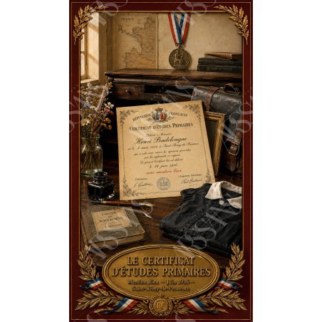 Le Certificat d'Études Primaires 1936 - affiche & plaque vintage | Manufacture Arssans