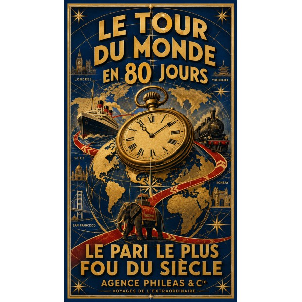 Le Tour du Monde en 80 Jours – affiche & plaque vintage | Manufacture Arssans