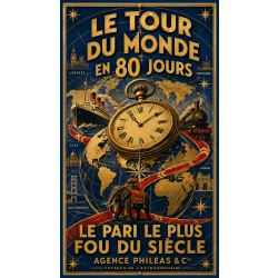 Le Tour du Monde en 80 Jours – affiche & plaque vintage | Manufacture Arssans
