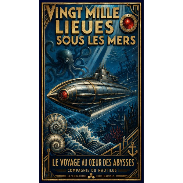 Vingt Mille Lieues sous les Mers – affiche & plaque vintage | Manufacture Arssans
