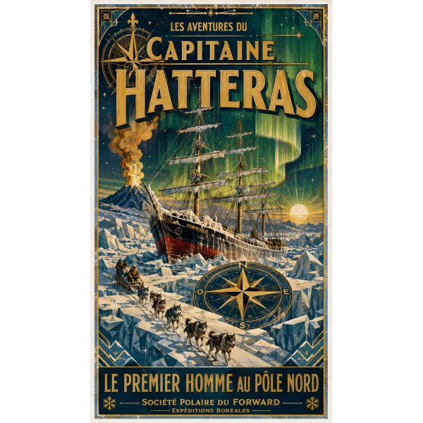 Les Aventures du Capitaine Hatteras – affiche & plaque vintage | Manufacture Arssans
