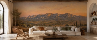 Lignes de crête des Alpilles en situation — fresque panoramique de Provence