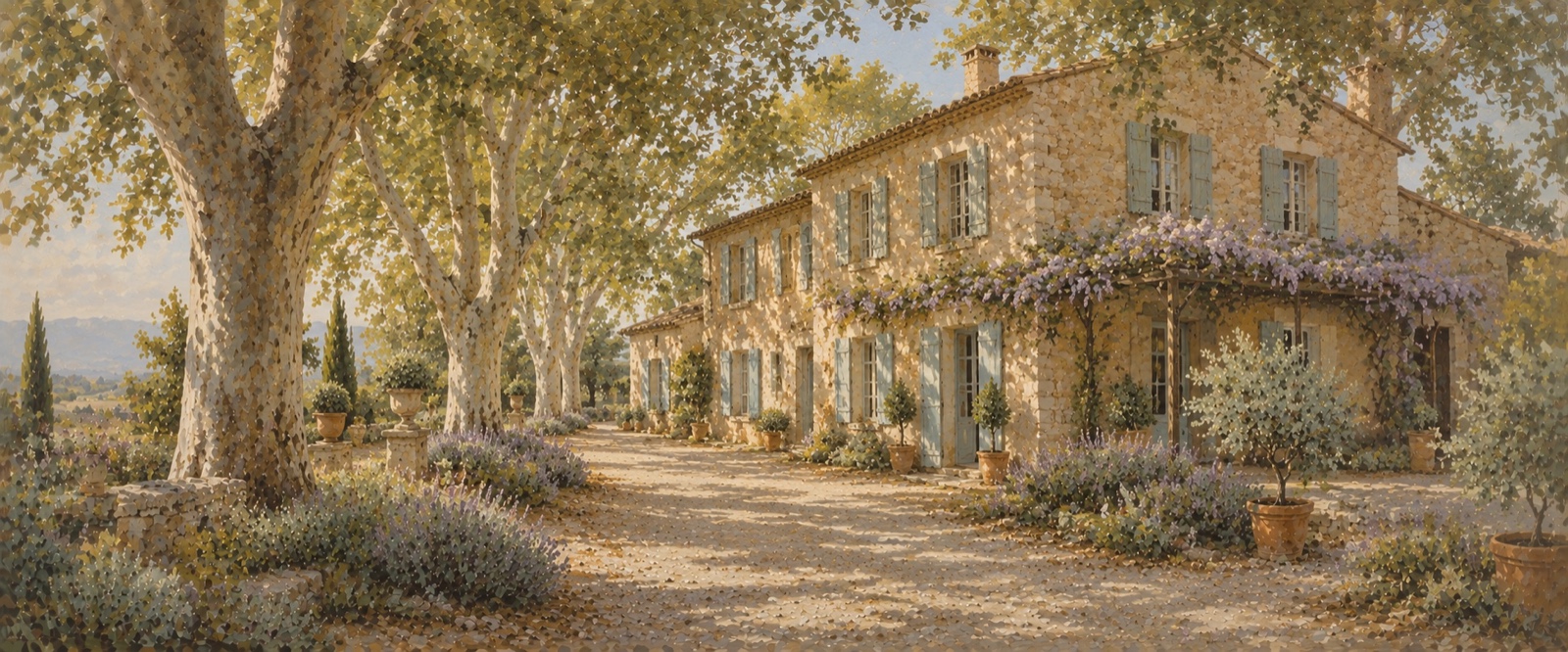 Mas provençal et platanes