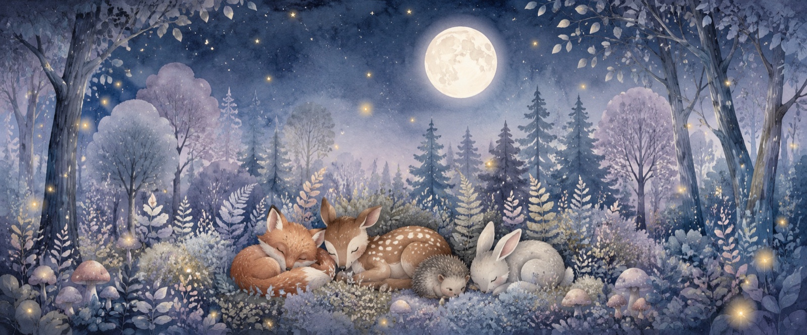 Forêt endormie au clair de lune