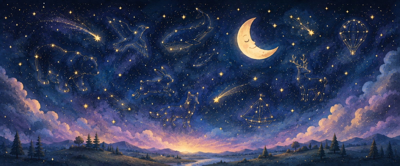 Ciel étoilé et constellations rêveuses