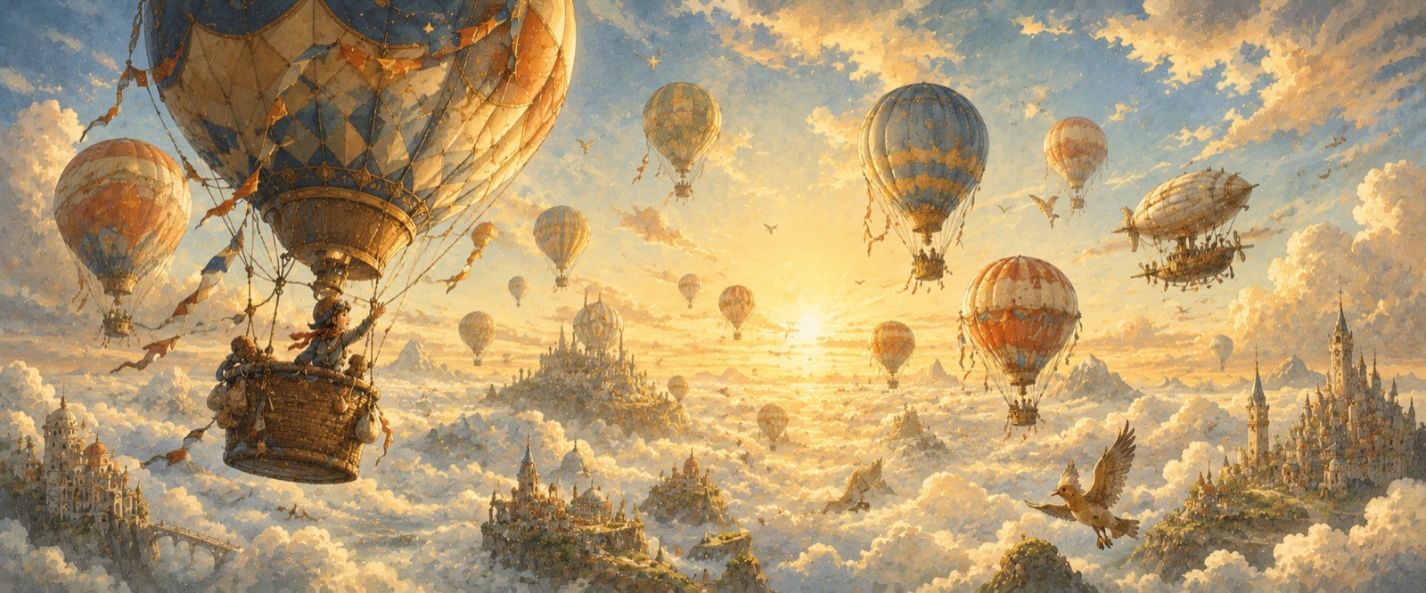 Montgolfières au-dessus des nuages