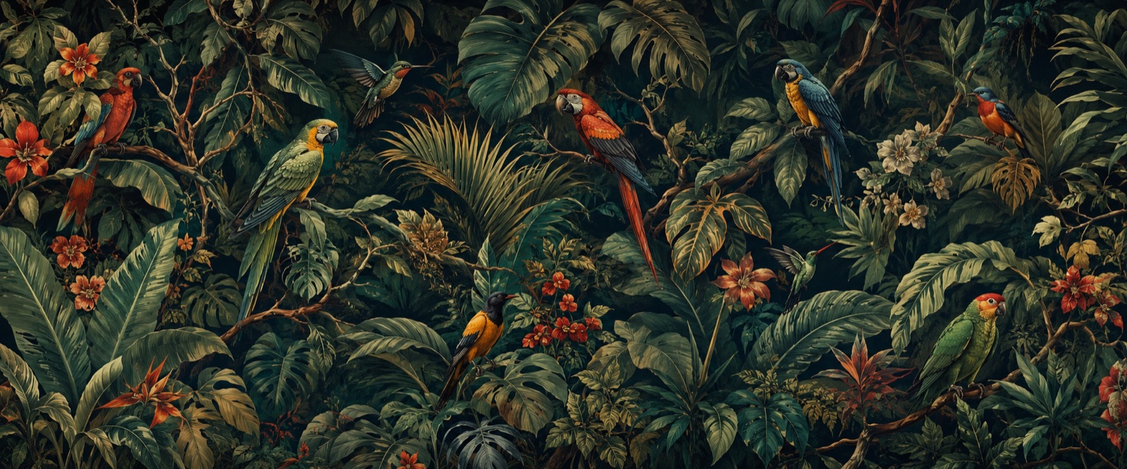 Volière et oiseaux dans le feuillage