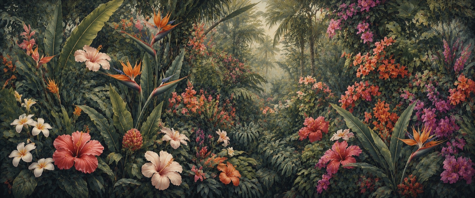 Jardin tropical fleuri