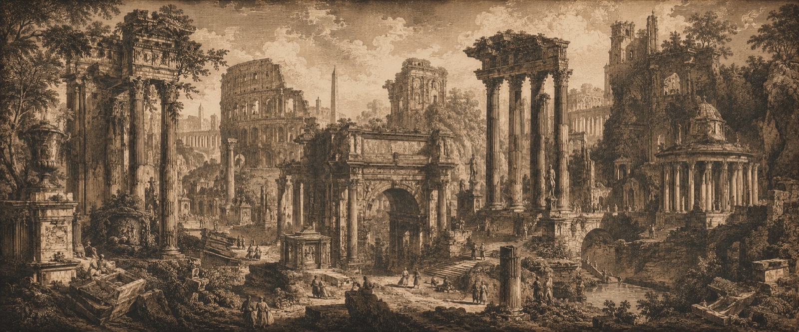 Vues d'architecture antique gravées