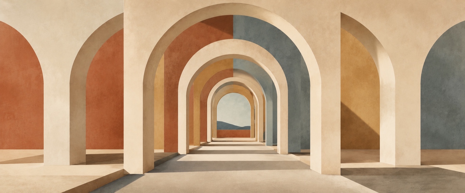 Enfilade d'arches en perspective