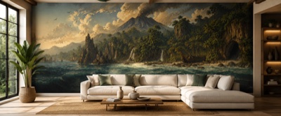 La jungle perdue — fresque panoramique de voyage en situation dans un intérieur
