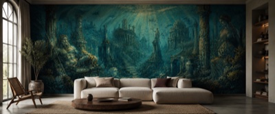 La cité engloutie — fresque panoramique de voyage en situation dans un intérieur