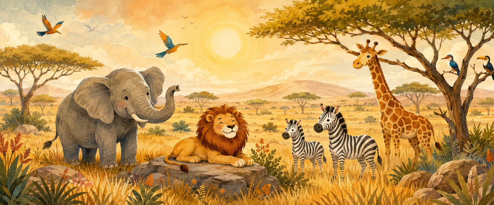 Safari joyeux dans la savane