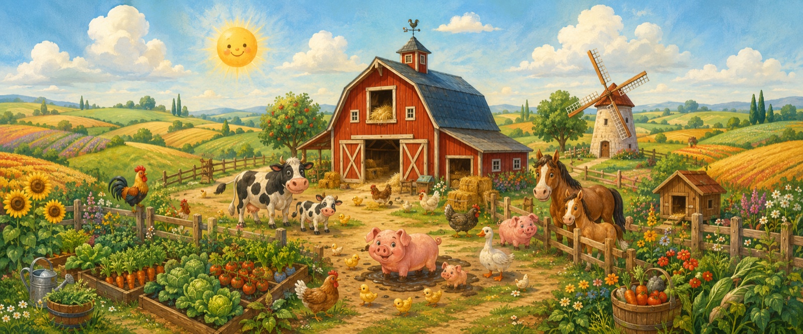Ferme animée et potager