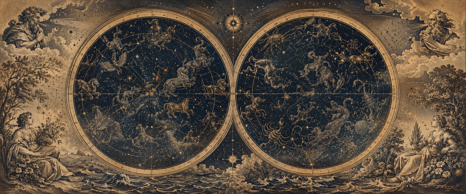 Carte céleste des deux hémisphères