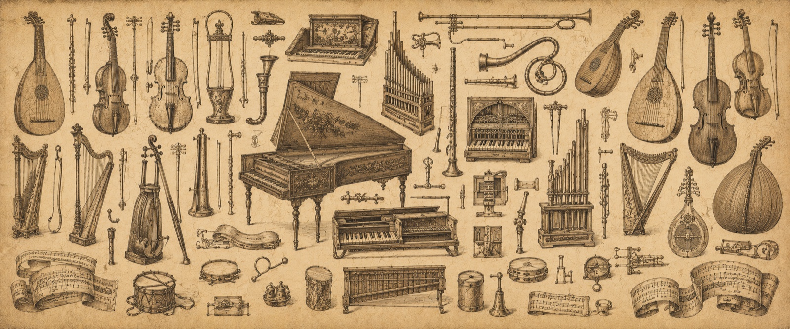 Recueil d'instruments de musique anciens
