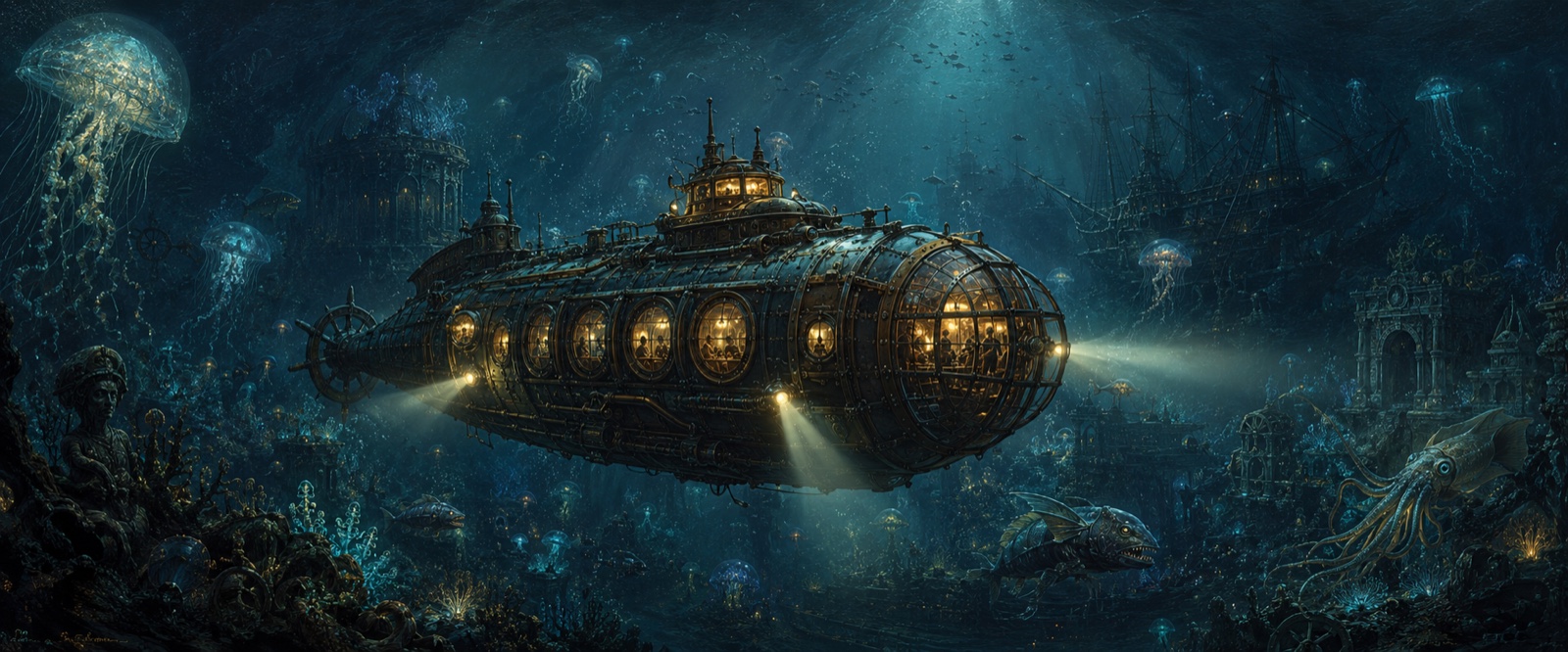 Sous-marin explorant les abysses