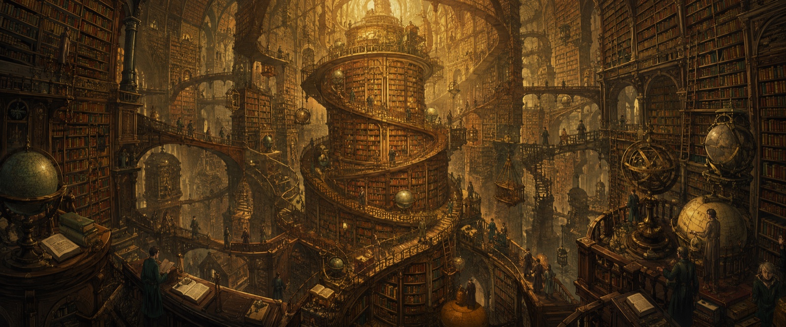 Bibliothèque infinie en spirale