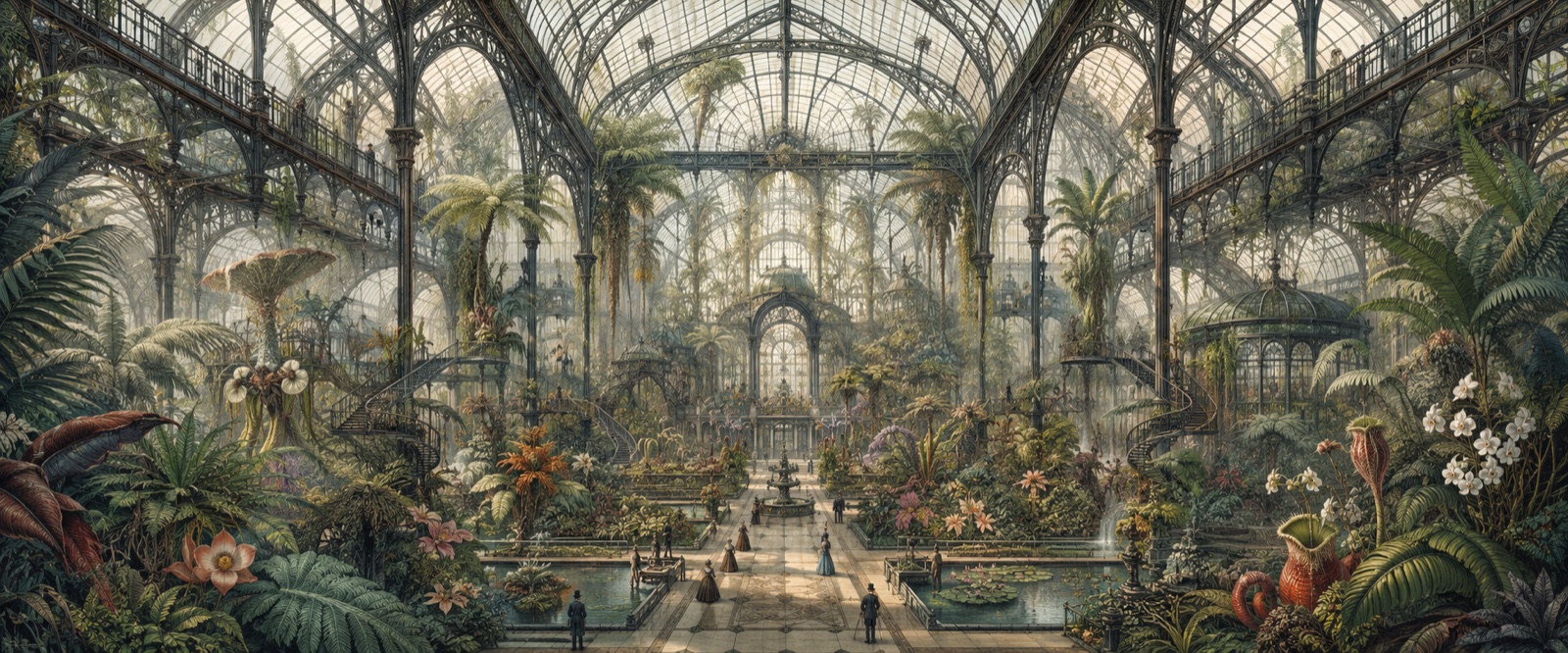 Jardin botanique sous serre colossale