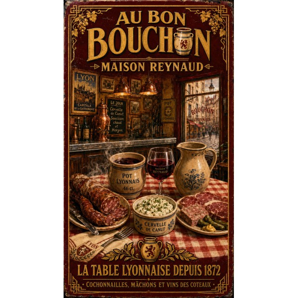Au Bon Bouchon — Maison Reynaud – affiche & plaque vintage | Manufacture Arssans