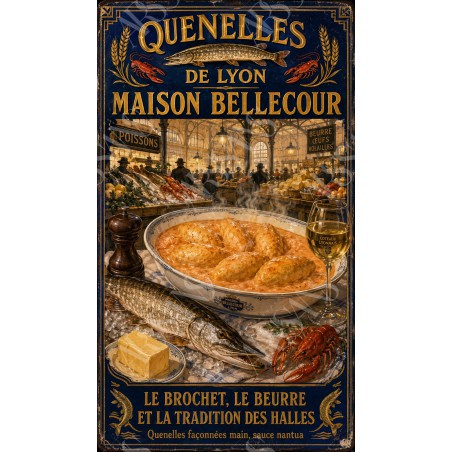 Quenelles de Lyon — Maison Bellecour – affiche & plaque vintage | Manufacture Arssans
