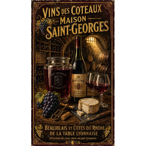 Vins des Coteaux — Maison Saint-Georges – affiche & plaque vintage | Manufacture Arssans