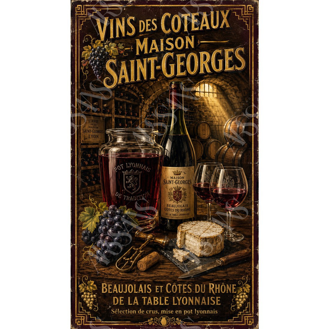 Vins des Coteaux — Maison Saint-Georges – affiche & plaque vintage | Manufacture Arssans