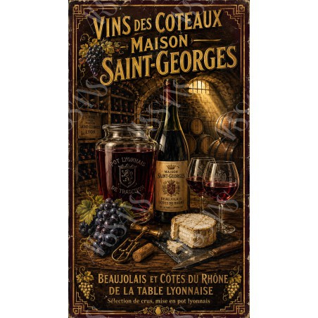 Vins des Coteaux — Maison Saint-Georges – affiche & plaque vintage | Manufacture Arssans