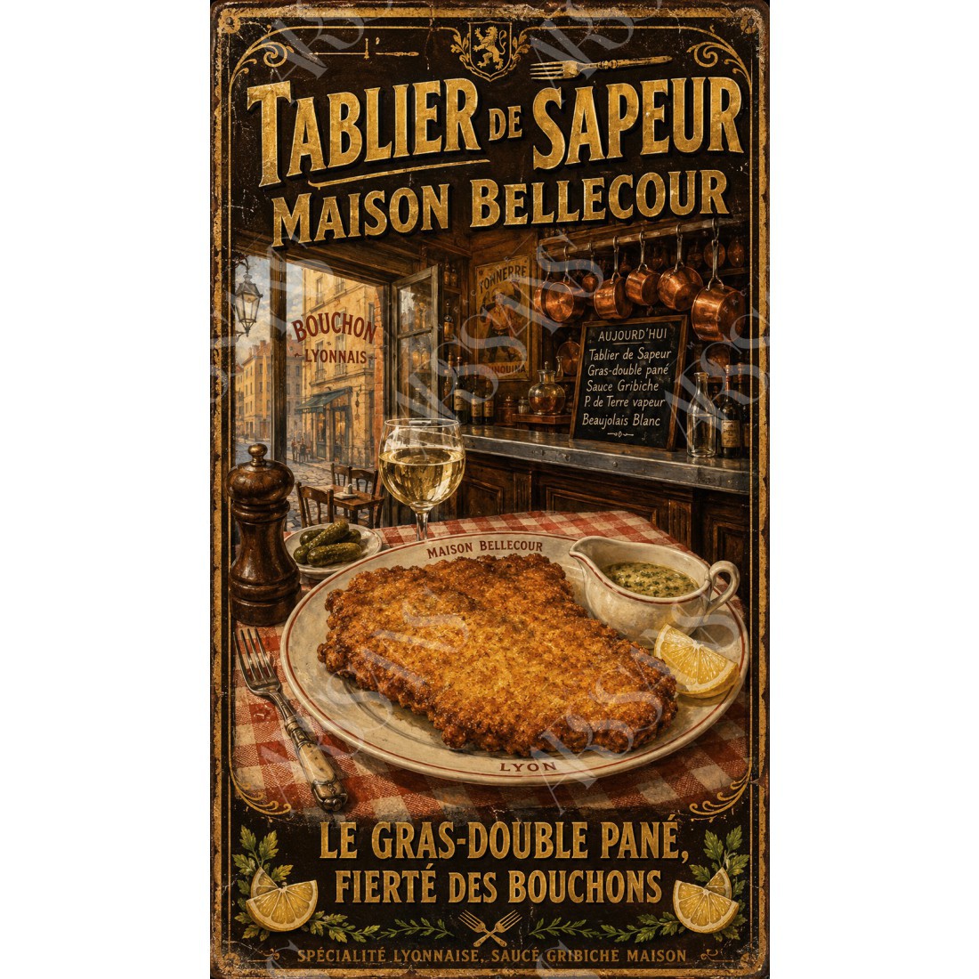 Tablier de Sapeur — Maison Bellecour – affiche & plaque vintage | Manufacture Arssans