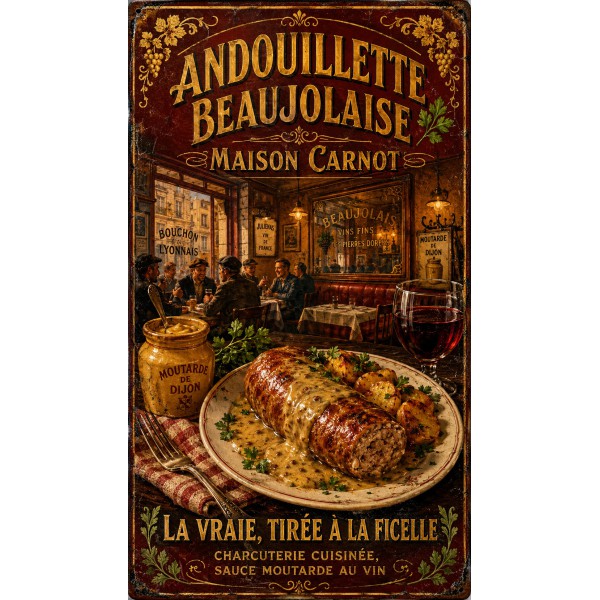 Andouillette Beaujolaise — Maison Carnot – affiche & plaque vintage | Manufacture Arssans