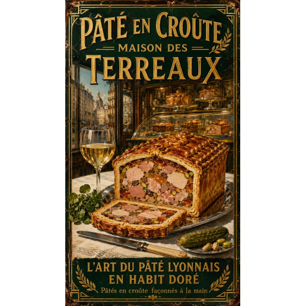 Pâté en Croûte — Maison des Terreaux – affiche & plaque vintage | Manufacture Arssans