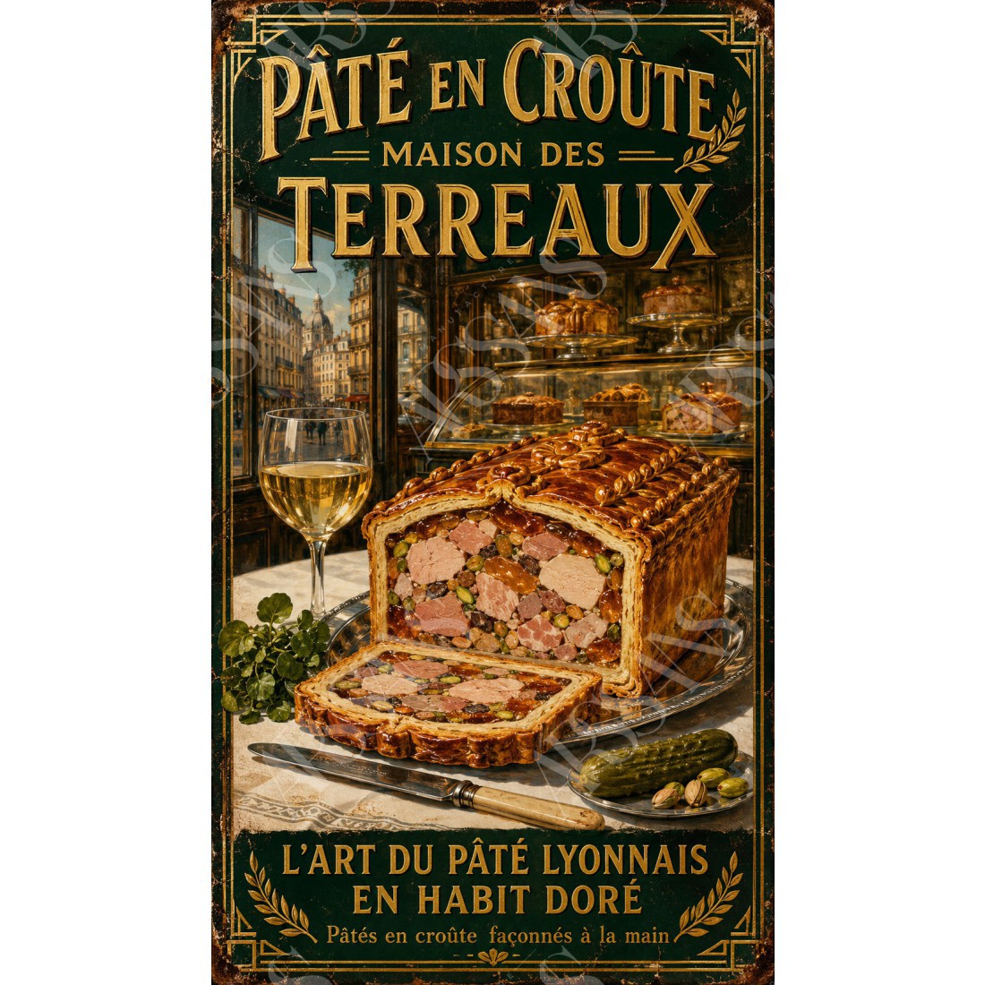 Pâté en Croûte — Maison des Terreaux – affiche & plaque vintage | Manufacture Arssans
